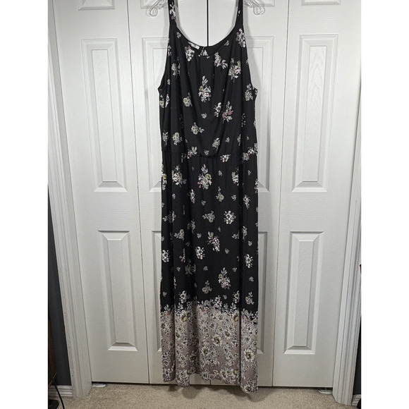 Maurice's Women’s Plus Size 3X Black Floral Adjustable Straps Maxi Dress - Picture 1 of 10